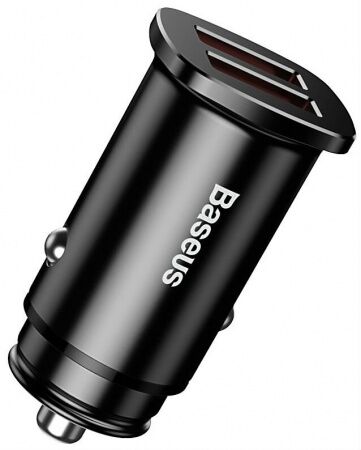 Автомобильное зарядное устройство BASEUS Square metal, 2USB, 5A, 30 Вт, черный, быстрая зарядка - 5