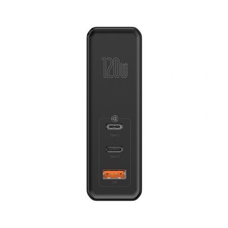 Зарядное устройство BASEUS GaN Mini USB2USB-C  Кабель Type-C-Type-C, 5A, 120W, черный - 3