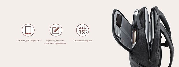 Рюкзак Xiaomi Mi Business Travel Multi-function Backpack 1.07 kg (Grey/Серый) - 7