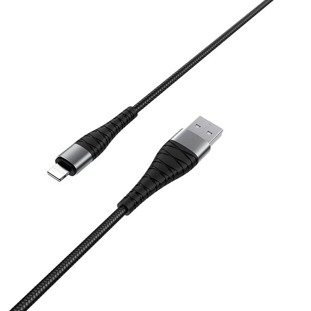USB кабель BOROFONE BX32 Munificent Lightning 8-pin, 1м, 5A, нейлон (черный) - 1