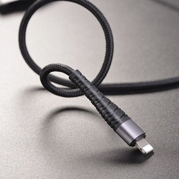 USB кабель BOROFONE BX32 Munificent Lightning 8-pin, 1м, 5A, нейлон (черный) - 3
