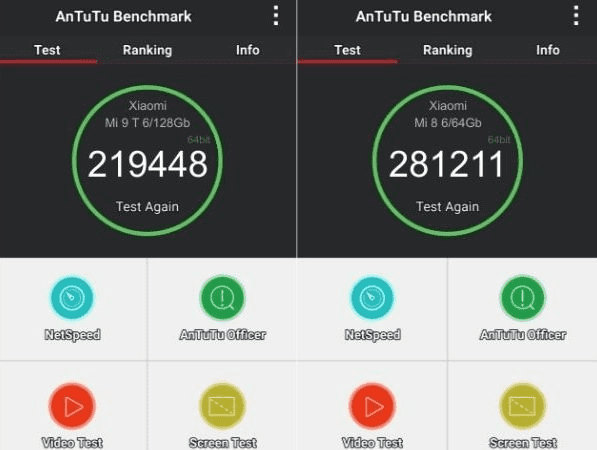 Сравнение производительности смартфонов Mi 9T и Mi 8 Сравнение мощности телефонов Ми 9Т и Ми 8