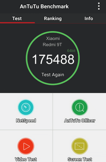 Результаты тестирования по AnTuTu для Xiaomi Redmi 9T