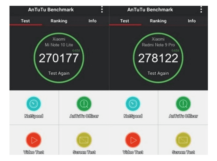 Сравнение производительности Redmi Note 9 Pro и Note 10 Lite по AnTuTu Сравнение мощности смартфонов Редми Ноут 9 Про и Ноут 10 Лайт по АнТуТу