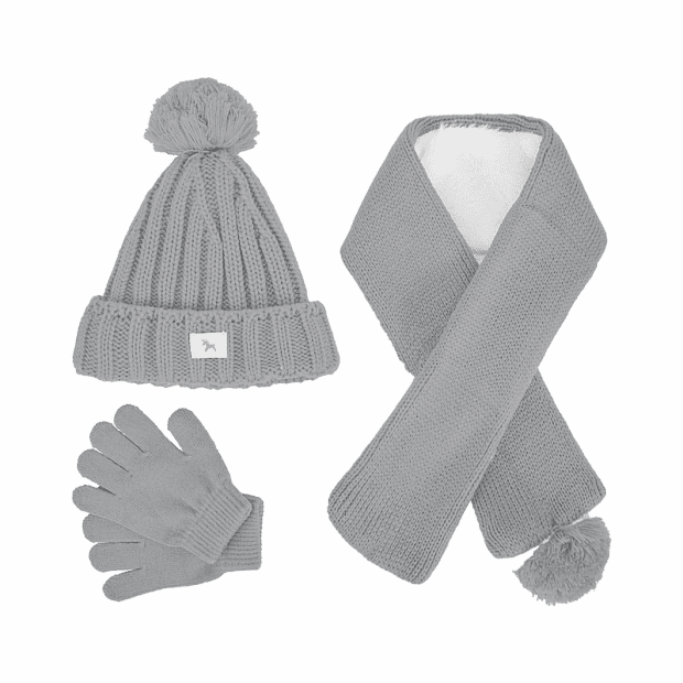 Детский набор (шарф, шапка, перчатки) Xiaomi Childish Knitted Handbag Set (Grey/Серый) 