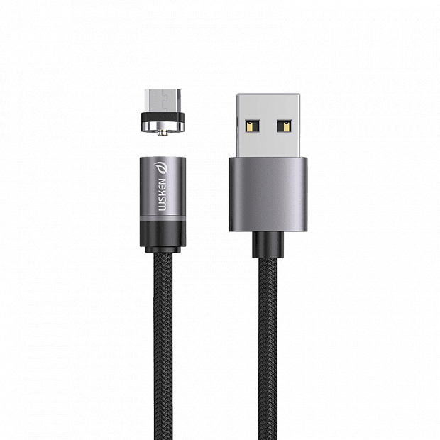 Кабель WSKEN Round Light Magnetic Charging Cable Micro-USB Single Head 1.2m (Black/Черный) 
